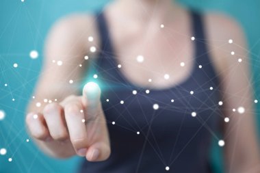 Holding ve uçan ağ bağlantısı dokunmadan işkadını 3d 