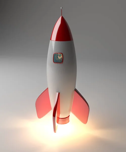 3d 렌더링을 시작 하는 현대 디지털 로켓 — 스톡 사진