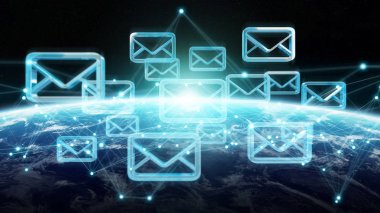 E-posta alışverişi Planet Earth 3d render