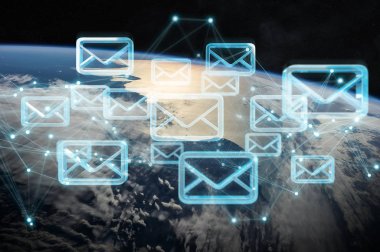 E-posta alışverişi Planet Earth 3d render