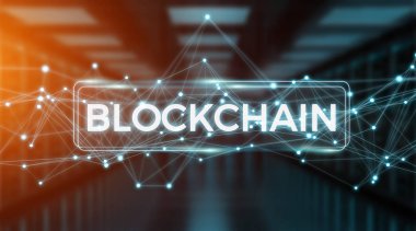 Blockchain bağlantı arka plan 3d render