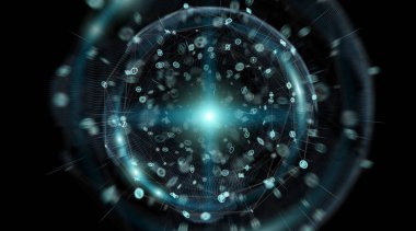 Bağlantıları sistem Küre ve veri değişim 3d render