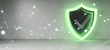 Kalkan kutsal kişilerin resmi iç bağlantıları 3d render ile