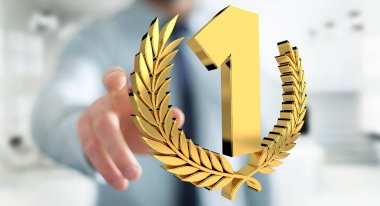 İlk altın fiyatı 3d render kazanan işadamı