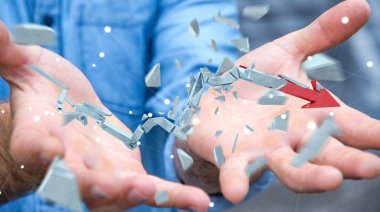 İşadamı kırık kriz ok 3d render ile