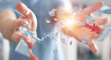 İşadamı kırık kriz ok 3d render ile