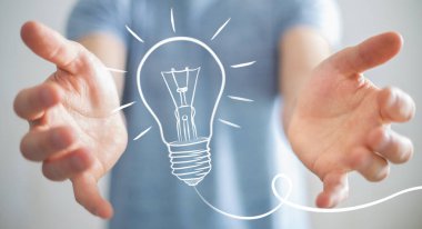 Bir kroki ampul tutan işadamı