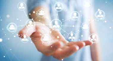 Sosyal ağ bağlantısı 3B oluşturmayı kullanarak iş adamı