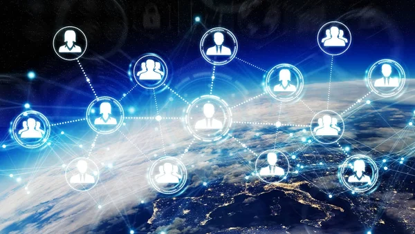 Planet Earth 3d render dijital sosyal ağ