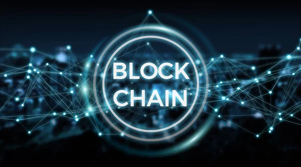 Blockchain bağlantı arka plan 3d render