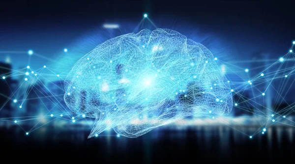 Human brain digital x-ray 3D rendering — Stock Photo, Image