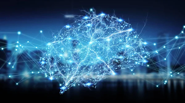 Human brain digital x-ray 3D rendering — Stock Photo, Image