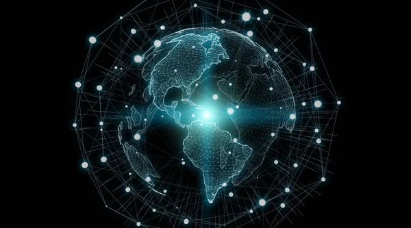 Verbindingen systeem geglobaliseerde wereld weergave 3D-rendering — Stockfoto