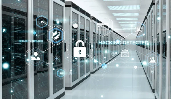 Sunucu Oda veri merkezi 3d render aktif güvenlik duvarı