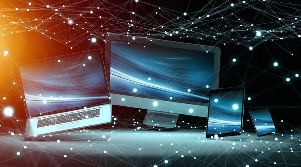 Modern dijital teknoloji aygıt 3d render birbirine bağlı