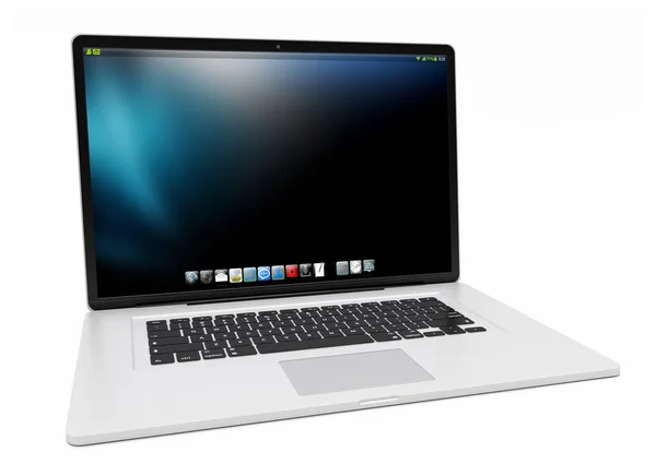 현대 실버 노트북 3d 렌더링 — 스톡 사진