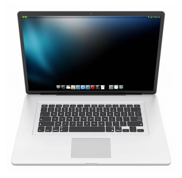 Nowoczesny srebrny laptop 3d renderowania — Zdjęcie stockowe