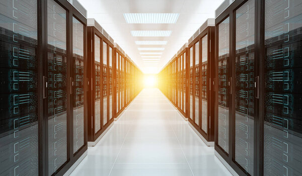 Внутренняя 3D рендеринг серверной комнаты
