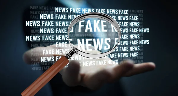 Affärsman att upptäcka falska nyheter information 3d-rendering — Stockfoto