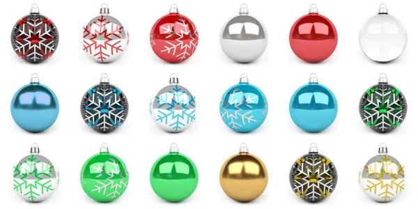 Colorida colección de adornos de Navidad 3D renderizado —  Fotos de Stock