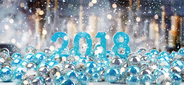 2018 Nouvel An avec Noël boules rendu 3D — Photo