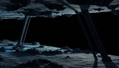 Astronotlar bir asteroit uzay gemisi 3d işleme öğeleri keşfetmek