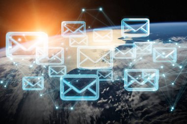 E-posta alışverişi Planet Earth 3d render