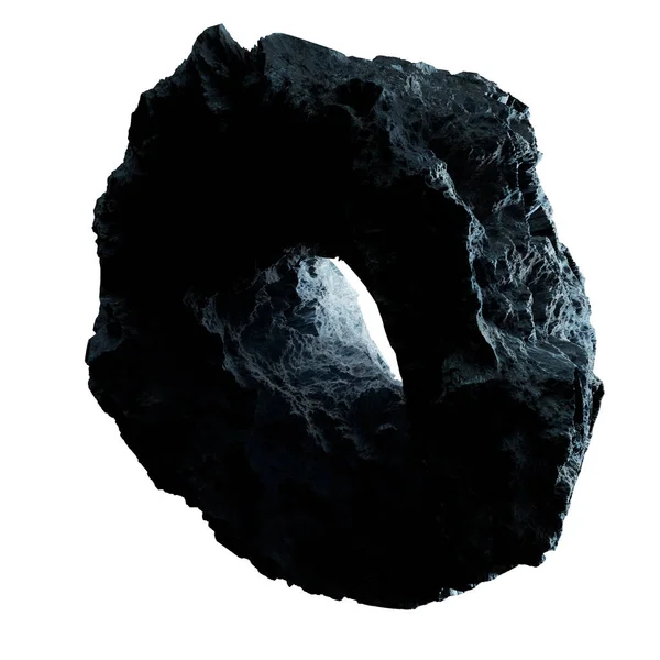 Dark rock aszteroida elszigetelt 3d-leképezés — Stock Fotó