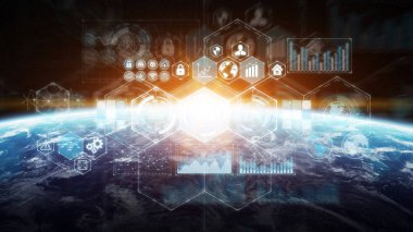 Grafik ve analiz Planet Earth 3d render çizelgeleri