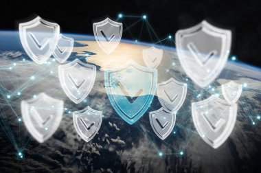Siber Güvenlik Planet Earth 3d render