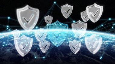 Siber Güvenlik Planet Earth 3d render
