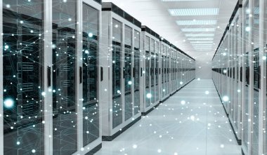 Sunucu odası Merkezi Cyber veriler 3B oluşturmayı alışverişi