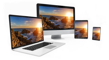 Modern dijital gümüş teknik cihaz 3d render