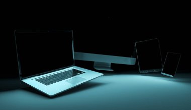 Modern dijital gümüş teknik cihaz 3d render