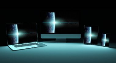 Modern dijital gümüş teknik cihaz 3d render