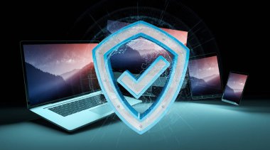 Virüsten koruma arabirim üzerinden modern teknoloji cihazlar 3d render