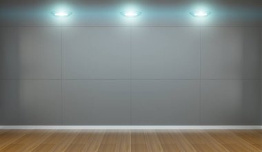 Işıklar 3d render ile Müzesinde boş duvar