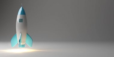 Modern dijital roket 3D render başlatılması