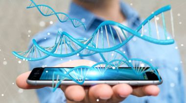 Modern Dna yapısı 3B oluşturmayı kullanarak iş adamı