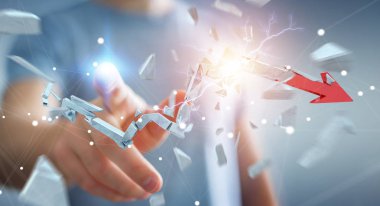 İşadamı kırık kriz ok 3d render ile