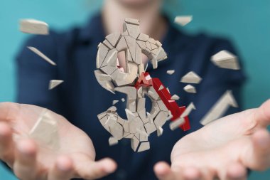 Dolar Döviz Alım 3d render patlayan ile iş kadını