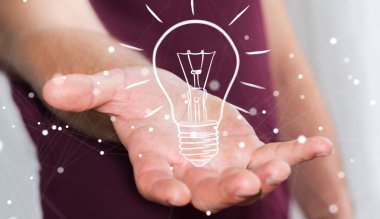 Bir kroki ampul tutan işadamı