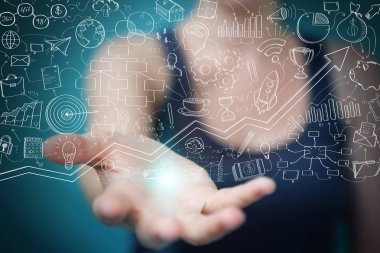 Holding ve dokunaklı el yazması proje presentati işkadını