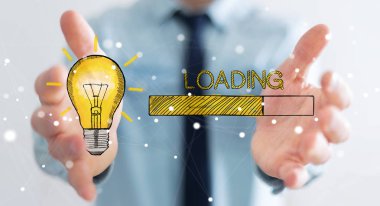 Holding ve yükleme kroki dokunmadan işadamı