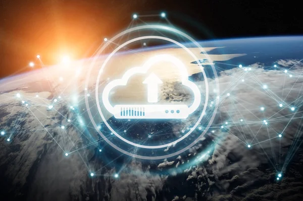 Цифровое облако на планете Земля 3D рендеринг — стоковое фото