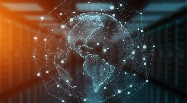 Connections system global world view 3D rendering — Stock Photo, Image