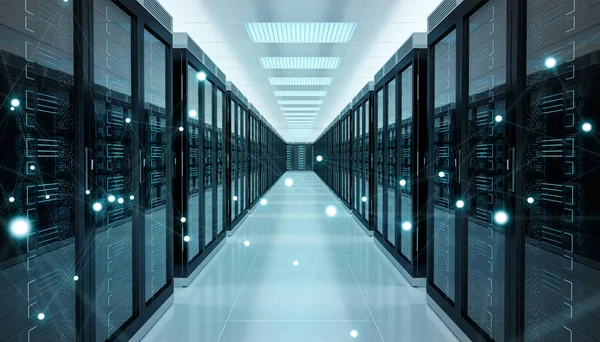 Server Room Center Austausch von Cyber-Daten 3D-Rendering — Stockfoto