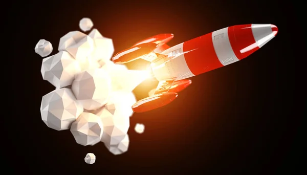 Cohete rojo y blanco lanzando renderizado 3D —  Fotos de Stock