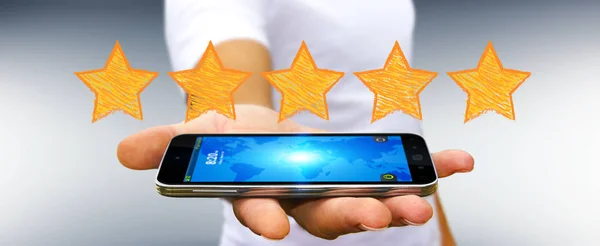 Businessman rating with hand drawn stars