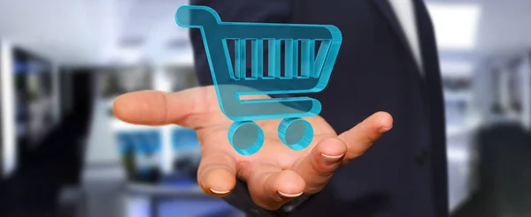 Businessman using digital shopping icons 3D rendering — Stock Photo, Image